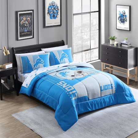 Logo Brands Detroit Lions Status Bed In A Bag Queen 611-BNBQ-B1